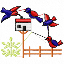 Bird Houses Embroidery Design 3 Bird Houses Embroidery Design 3